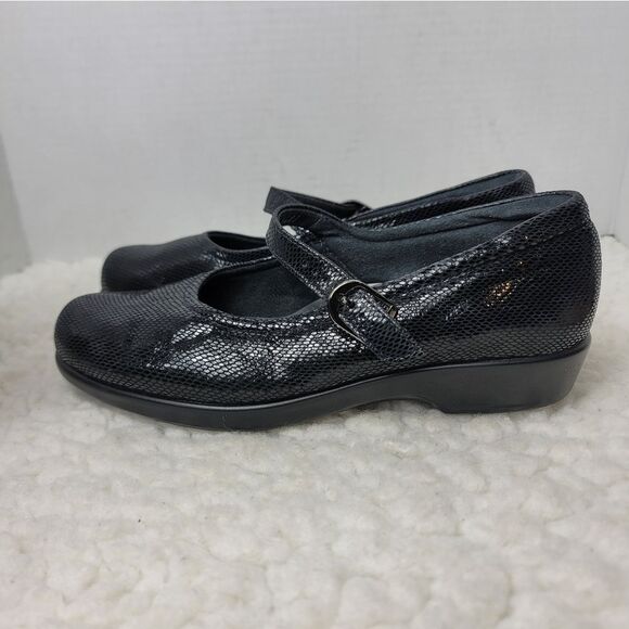 SAS Maria Comfort Womens Mary Jane Shoes Size 7.5 Black Snake Leather Print - Picture 3 of 10